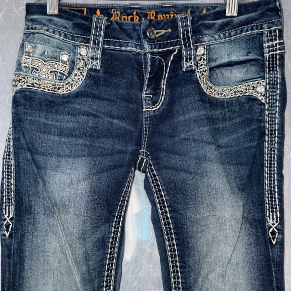 Rock Revival Denim - Rock Revival Dark Blue Embellished Boot Cut Jeans